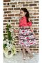 Floral Viscose Shirt Collar Summer Girl's Dress Pomegranate Flower - 2