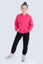 Newyork Mini Kangaroo Pocket Hooded Girls Tracksuit Set Mnk0513 Fuchia - 3