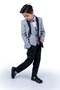 Vest Set Boy's Groom Suit with Glitter Jacket Mnk0501 Gray - 5