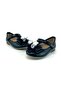 Patent Leather Feather Buckle Pearl Ballerina Shoes Black - 3
