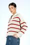Cop Women's Polo Neck Knitwear Sweater Beige-Red - 3