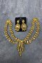 Honey Color Sultan Model Frontlet Bridal Henna Hair Accessory and Earring Set
