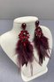 Burgundy Most Stylish Feathered Special Invitation Prom Wedding Evening Dress Earrings - 2