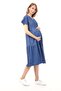 Myra5025 - Maternity Dress with Denim Buttons and Pockets - Blue - 3