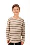 2-piece bicycle collar long sleeve striped and plain unisex children's sweatshirt khaki beige-beige - 5