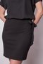 Women's Boat Neck Off Shoulder Lace Up Lower Side Lightweight Lycra Tough Fabric Dress-Black - 7