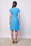 Linen Blend High Neck Off-Shoulder Tie-Waist Buttoned Knee-Length Casual Dress-Blue - 7