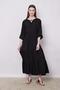 Women's Invisible Viscose Poplin Fabric Long Sleeve Skirt Ruffled Long Dress-Black - 7