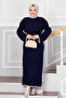 Etamin Embroidered Ribbed Knitwear Dress Navy Blue - 4