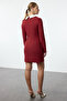 Bordo Yaka Detaylı Dokuma Elbise TWOAW24EL00298 - 5