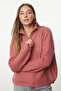 Dusty Rose Soft Textured Zippered Knitwear Sweater Twoaw20Xs0009