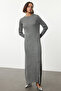 Knitwear Gray Dress - Button Detail, Tctaw25eb00093 - 2