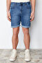 Indigo Slim Fit Tırmık Destroylu Denim Kot Şort TMNSS21SR0727 - 11