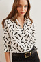 Women's Stick Black Cuffed Linen Shirt Gml- 19001248 - 4