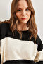 Women's Black Soft Textured Thick Stripe Knitwear Sweater Kzk- 19000823 - 5