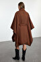 Brown Soft Textured Oversize Cloak Coat Twoaw25Kb00056 - 6