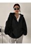 Women's Black Hooded Zippered Cardigan - 2