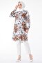 Plain Shirt Collar Women's Brown Patterned Tunic - 25042