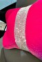 Fuchsia Plain Velvet Silver Upright Stripe Neck Pillow Car Pillow - 2