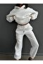 Women's White 3-Thread Hooded Sweatshirt and Sweatpants Set