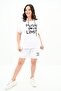 Women's High Waist Text Printed Large Size Shorts Suit 8006-23 - 3
