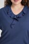 Blue Shawl Collar Plus Size Blouse - 6