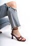 Women's Shoes, Burgundy Heels, Adjustable Belt Buckle for Scalloped Feet