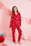 Hello Kitty Licensed 100% Cotton Red Multicolor Button Pajamas Suit Hk251 - 3