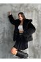 Women's Shawl Collar Fur Coat - 4