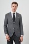 Men's Black Linen Combination Slim Fit Suit - 2