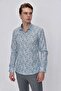 Men's Blue Cotton Printed Slim Fit Slim Fit Shirt - 4