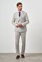 Men's Beige Polyviscon Trend Double Breasted Slim Fit Pointed Collar Suit - 2