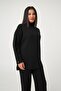 High Collar Tunic Trousers Model Black Knitwear Set - 2
