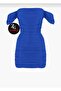 Cobalt Blue Lined and Draped Women's Mini Dress - Zippered - 4