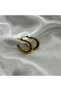 Gold Oval Serrated Steel Hoop Earrings - 5
