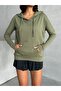 Women's Khaki Hooded Pocket Seasonal Sweat