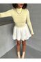 Women's Yellow Striped Stand Collar Long Sleeve Blouse - 7