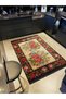 Karabağ Series Dark Tones Beige Floral Patterned Woven Base Decorative Carpet with Border Detail Karabag15
