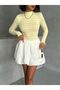 Women's Yellow Striped Stand Collar Long Sleeve Blouse