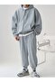 Hooded Oversize Sweatshirt and Black Tracksuit Bottom Top Set - 2