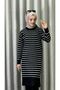 Women's Striped Long Knitwear Hijab Tunic - 3