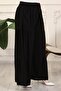 Women's Black Color Gathered Lycra Woven Trouser Skirt - 3