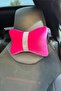 Fuchsia Plain Velvet Silver Upright Stripe Neck Pillow Car Pillow
