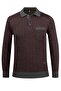 Men's Polo Neck Knitwear Anthracite Sweater Patterned Steel Knit Classic Fit - 5005F