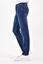 Regular Cut Zippered Wide Leg High Waist Men's Dark Blue Dad Jeans - 4