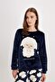 Women's Fall in Love Crew Neck Printed Long Sleeve Patterned Welsoft Plush Pajamas Set A3352Ax24Au - 4