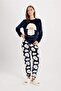 Women's Fall in Love Crew Neck Printed Long Sleeve Patterned Welsoft Plush Pajamas Set A3352Ax24Au - 2