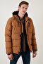 Zippered Pocket Slim Fit Hooded Puffer Coat Men's Coat 5711050