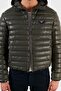 Goose Feather Filled Hooded 100% Lambskin Coat Men's Coat - 7