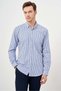 Men's Blue Cotton Pocketed Plaid Button Collar Regular Fit Shirt